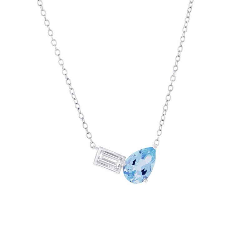 Sterling Silver Blue & White Topaz “Moi at Toi” Necklace